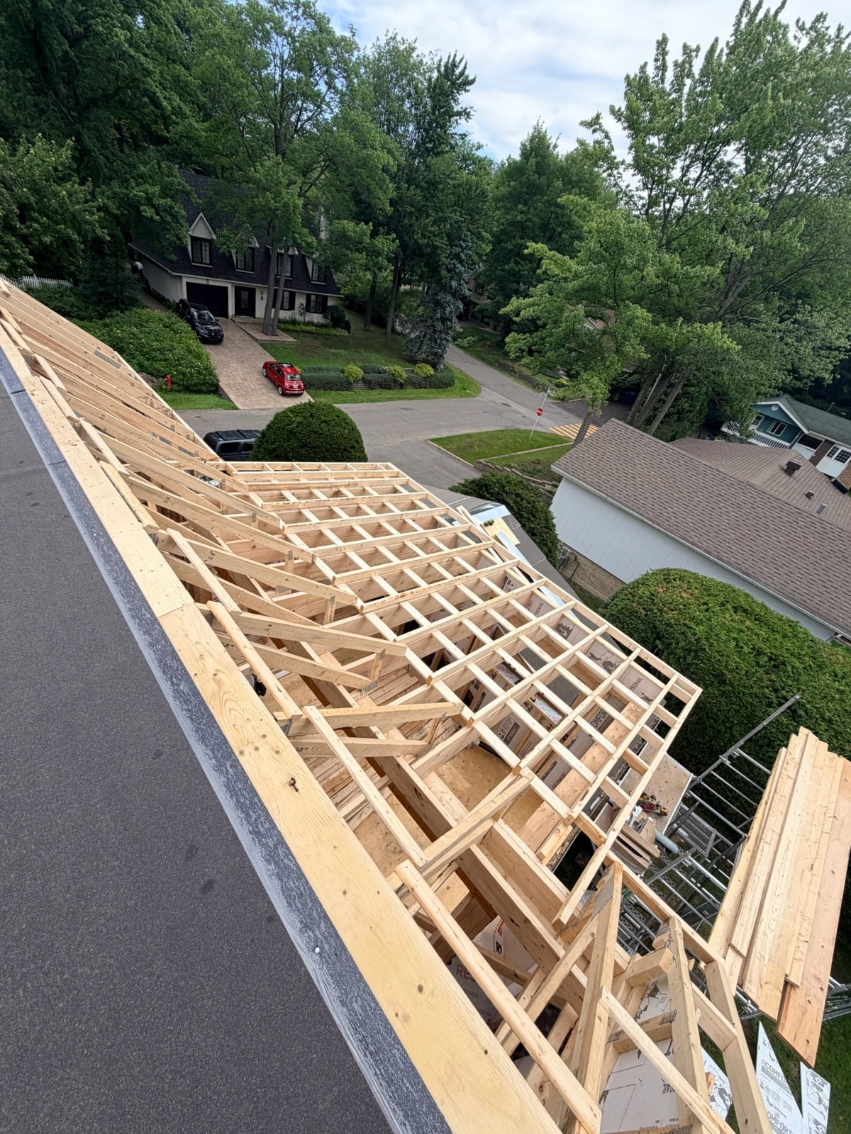 Chantier de charpente Veloce Construction à Beloeil